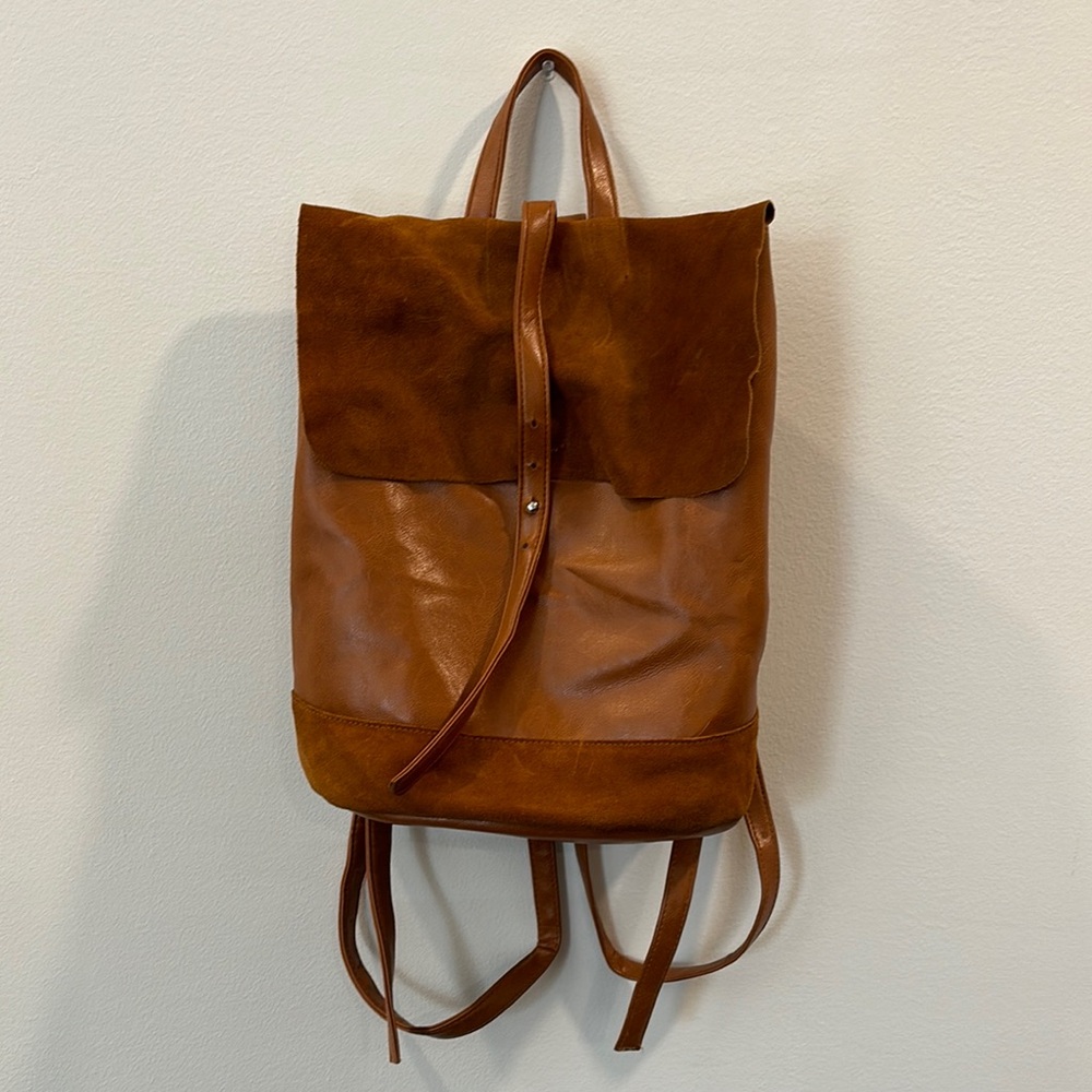 Brown Leather and Suede Backpack